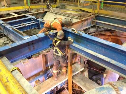 Welding work in progress